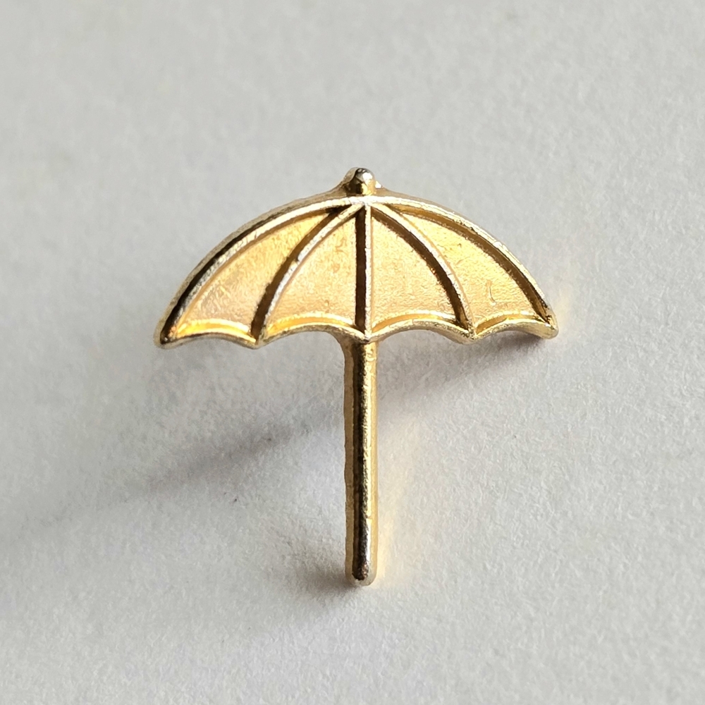 Vintage umbrella pin gold tone parasol brooch tiny